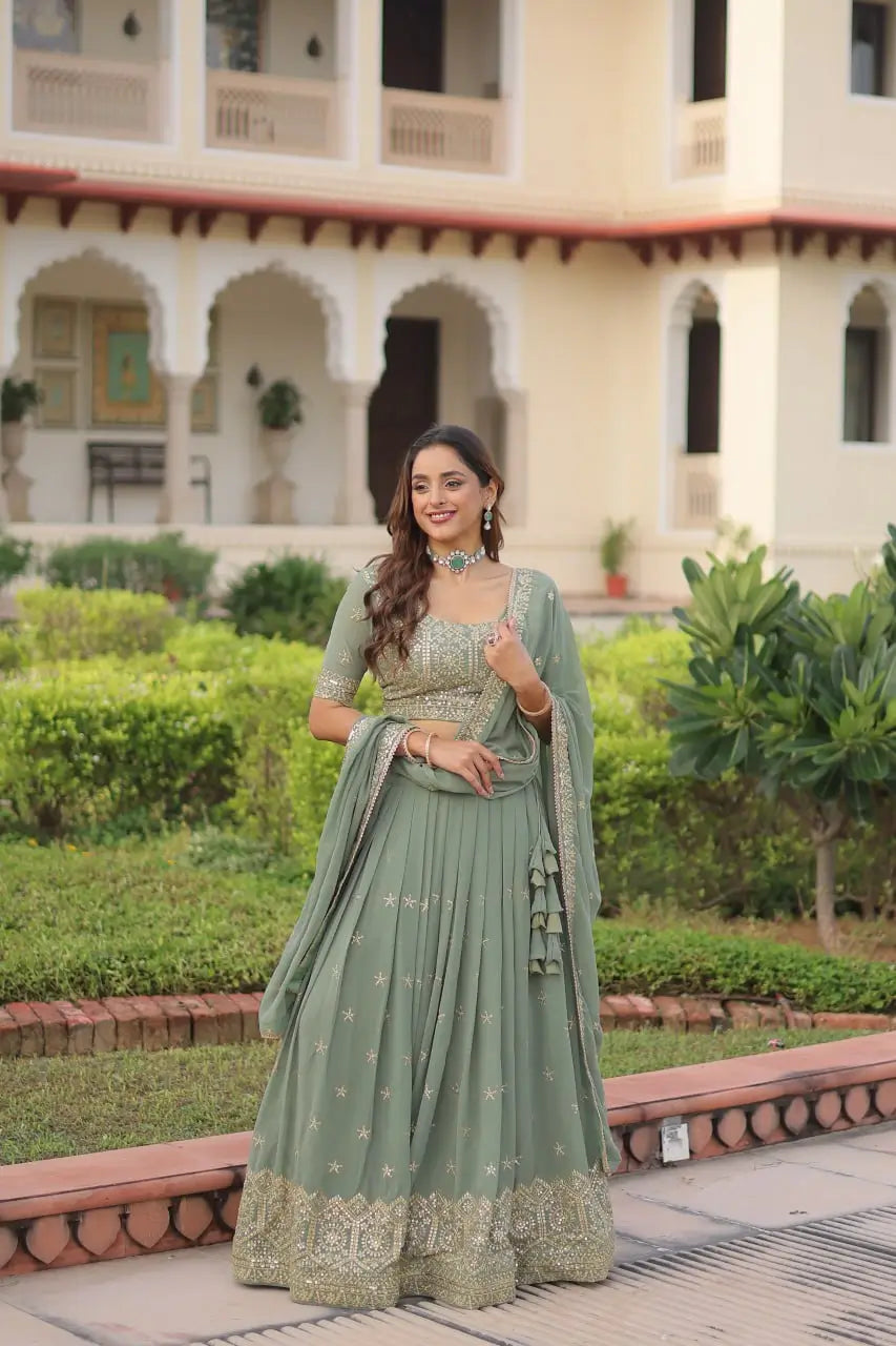 Embroidered Georgette Lehenga Choli Set