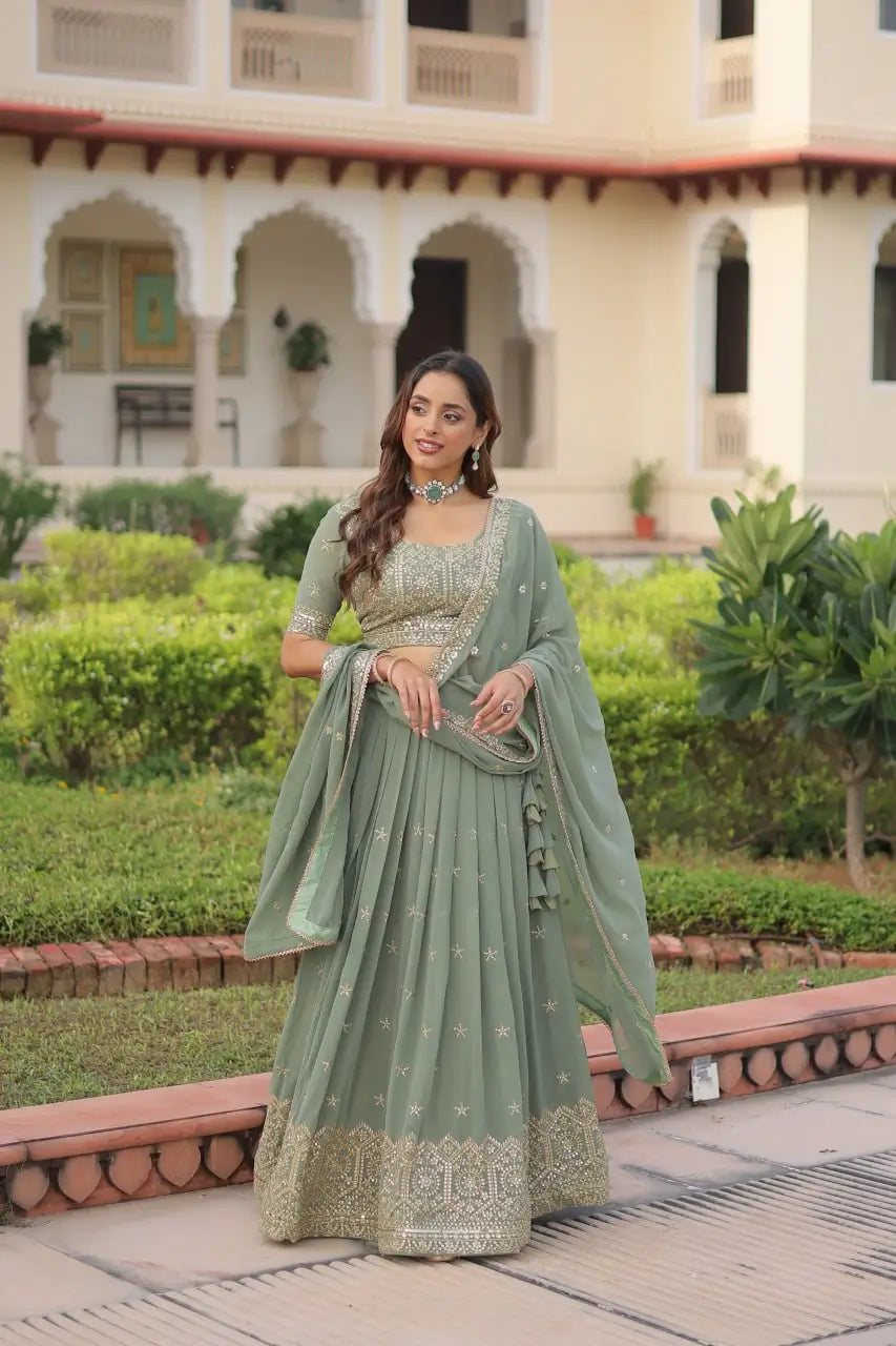 Embroidered Georgette Lehenga Choli Set