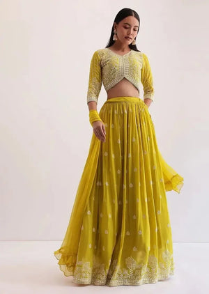 Embroidered Georgette Lehenga Choli Set