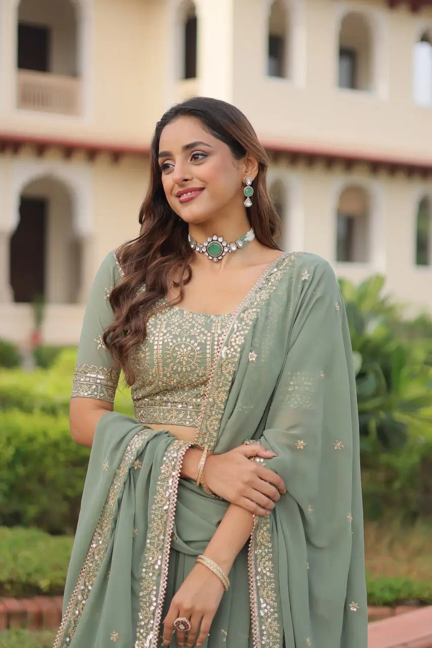 Embroidered Georgette Lehenga Choli Set