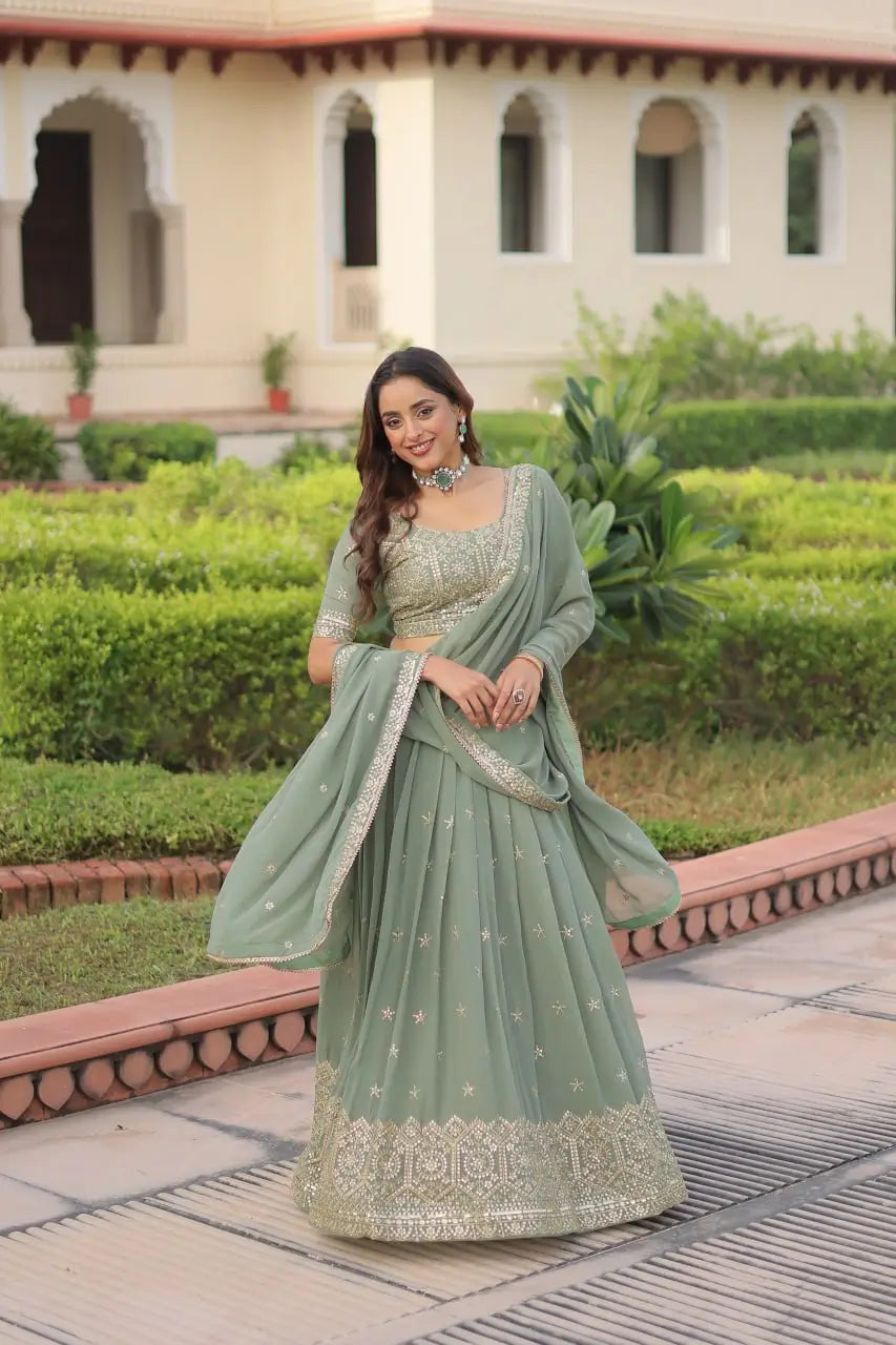 Embroidered Georgette Lehenga Choli Set
