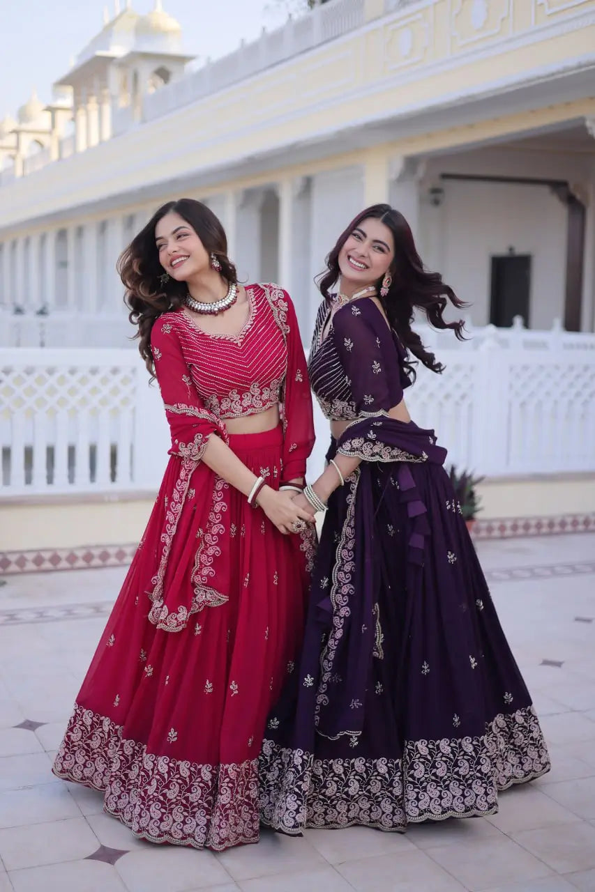 Embroidered Georgette Lehenga Choli Set