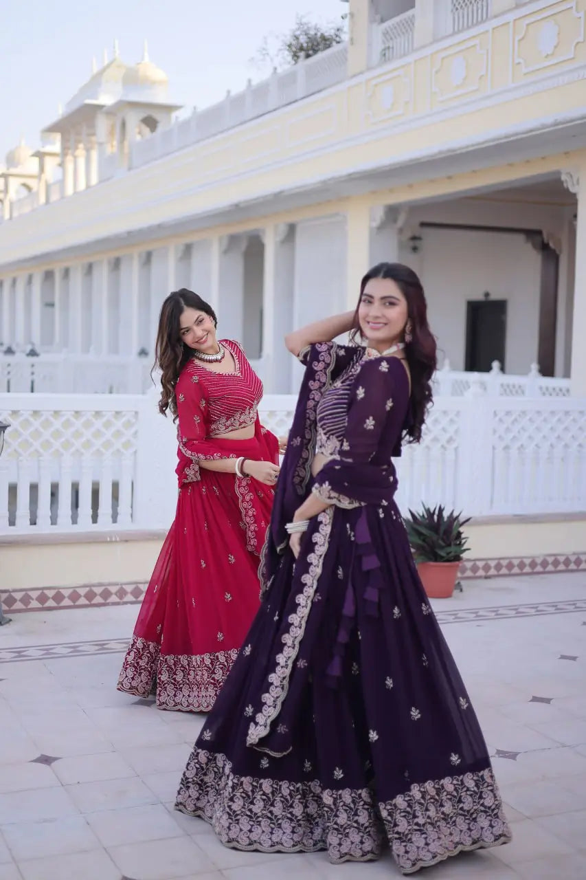 Embroidered Georgette Lehenga Choli Set