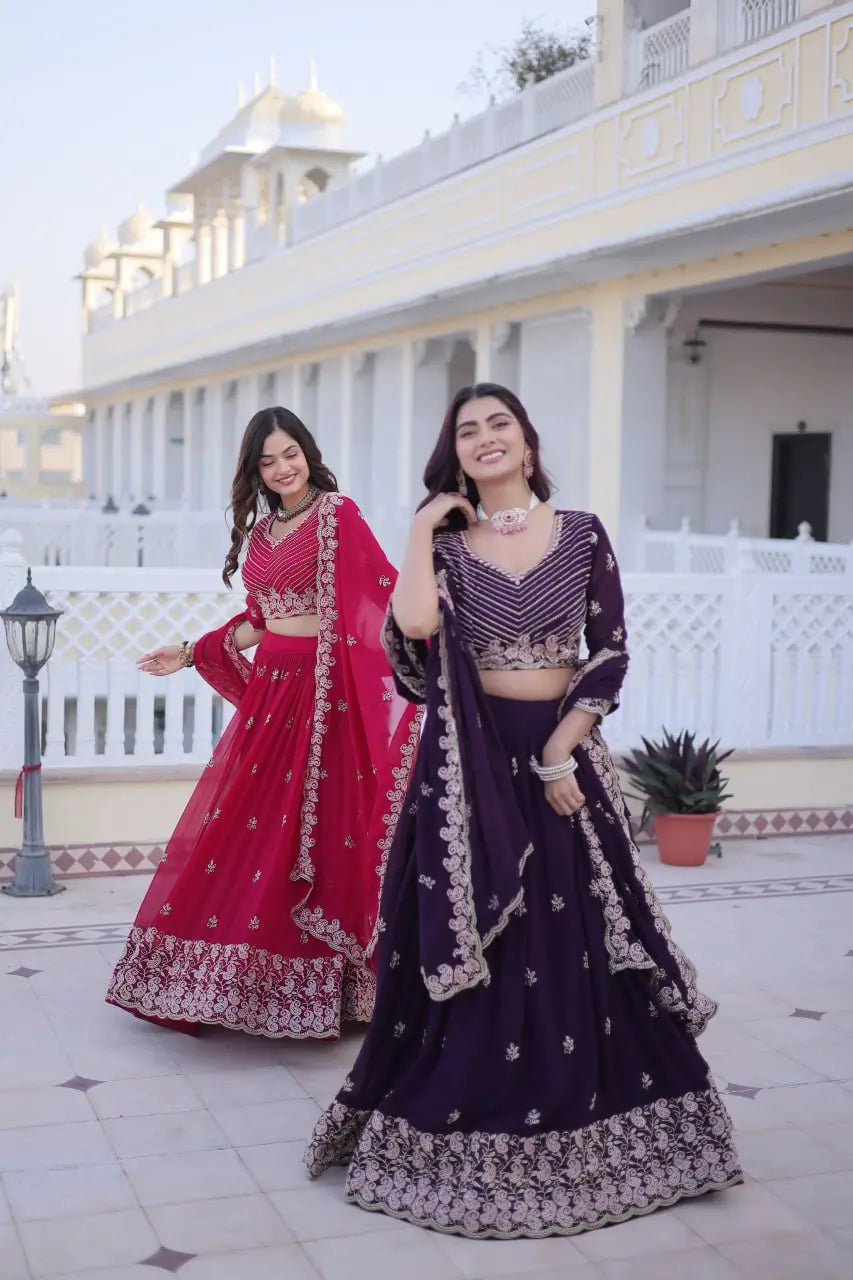 Embroidered Georgette Lehenga Choli Set