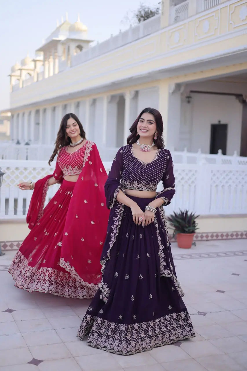 Embroidered Georgette Lehenga Choli Set