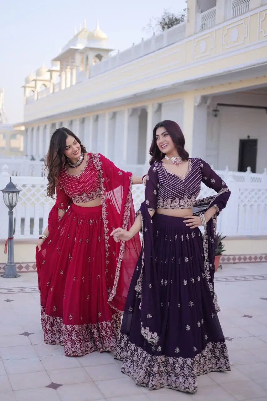 Embroidered Georgette Lehenga Choli Set