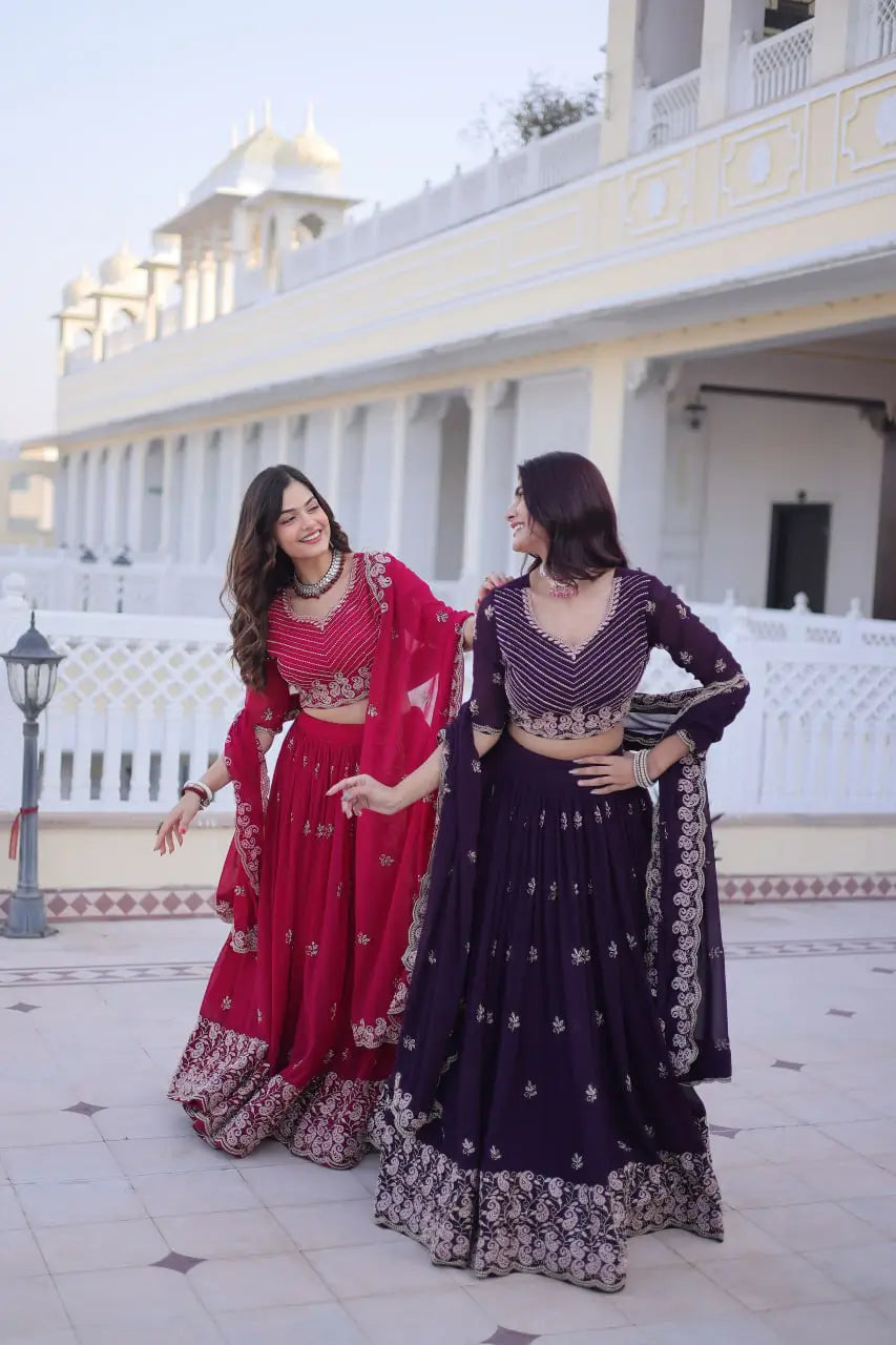 Embroidered Georgette Lehenga Choli Set