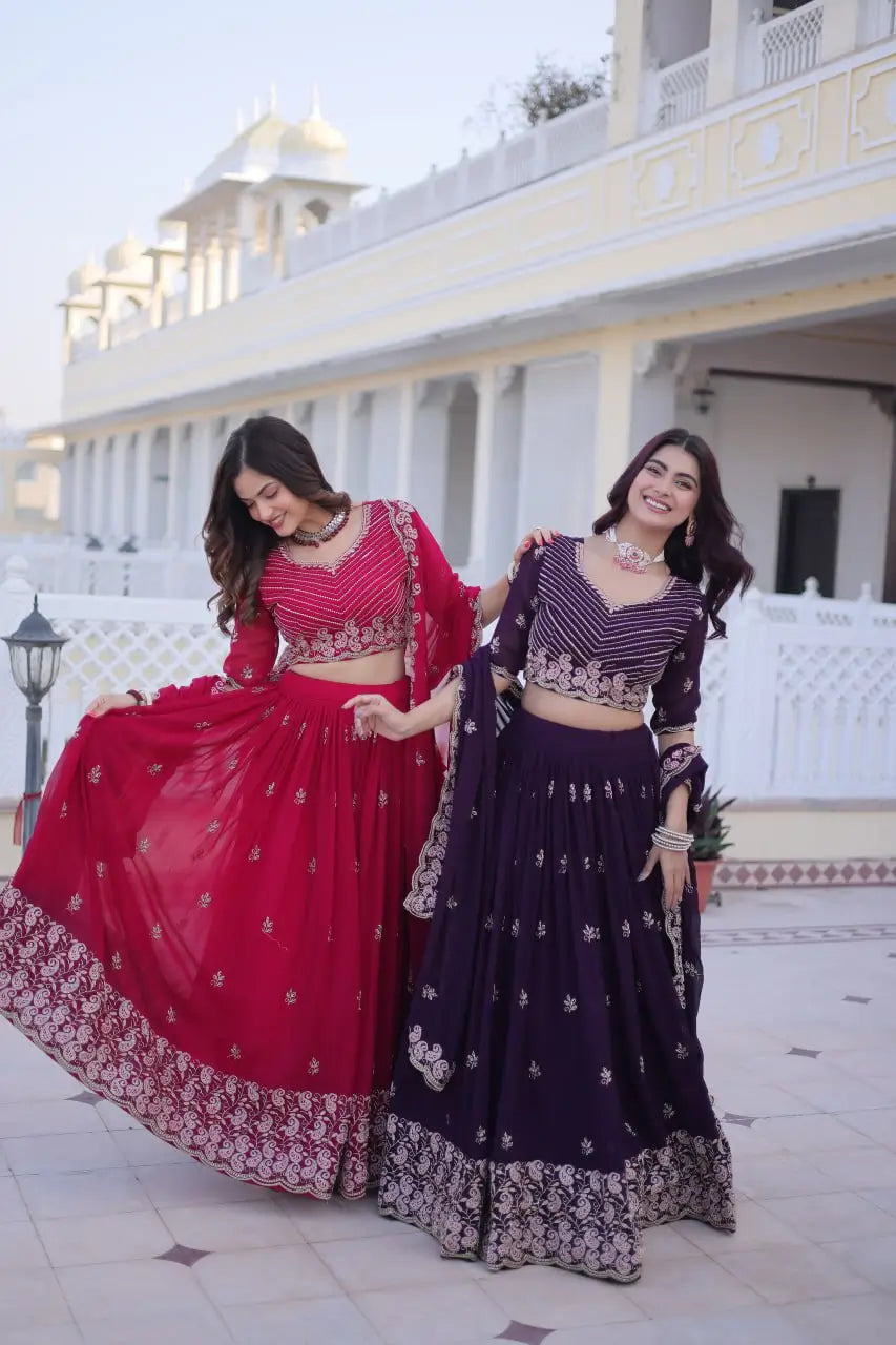 Embroidered Georgette Lehenga Choli Set