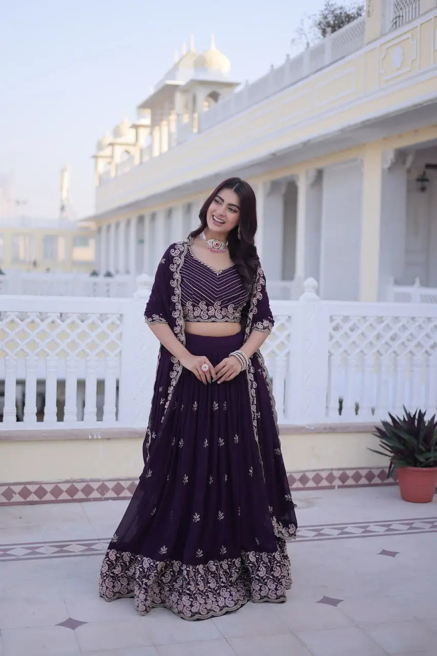Embroidered Georgette Lehenga Choli Set