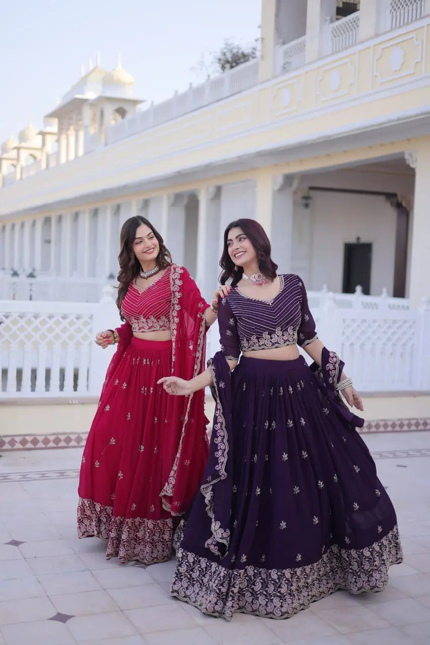 Embroidered Georgette Lehenga Choli Set