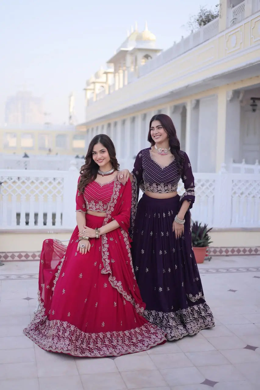 Embroidered Georgette Lehenga Choli Set
