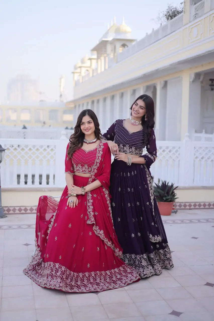 Embroidered Georgette Lehenga Choli Set