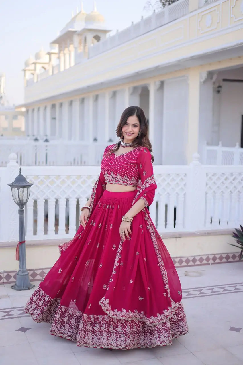 Embroidered Georgette Lehenga Choli Set