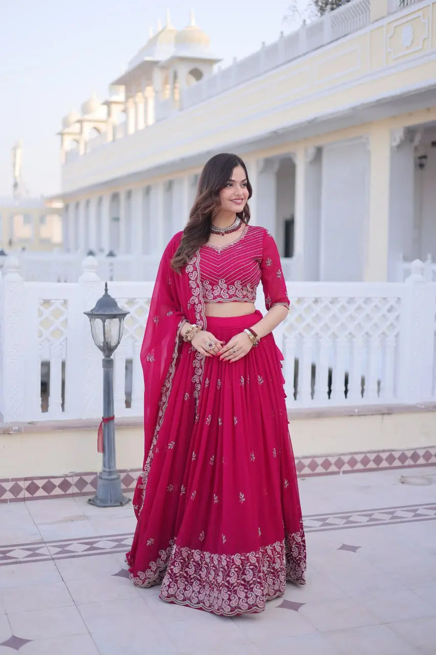 Embroidered Georgette Lehenga Choli Set