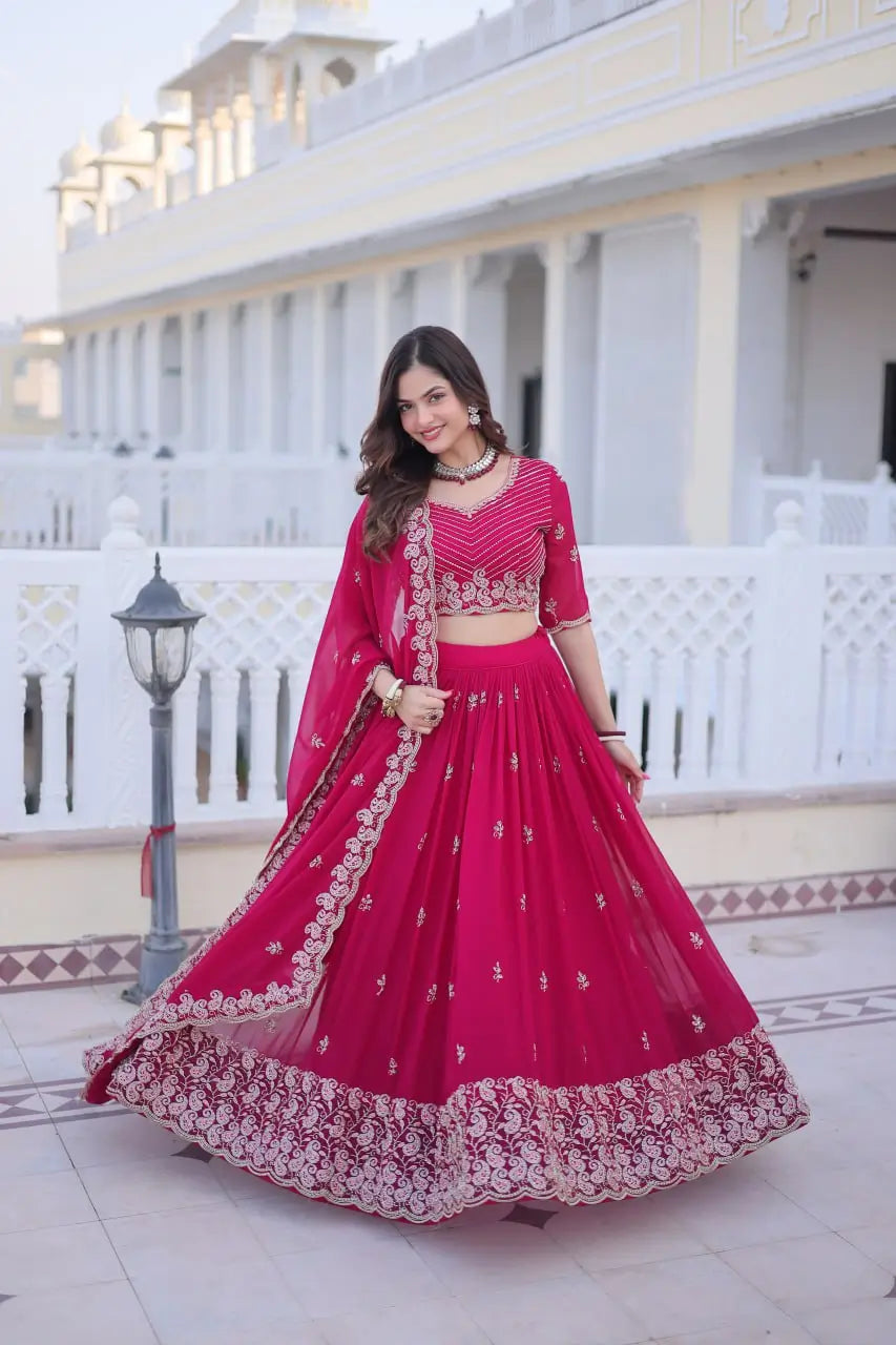 Embroidered Georgette Lehenga Choli Set