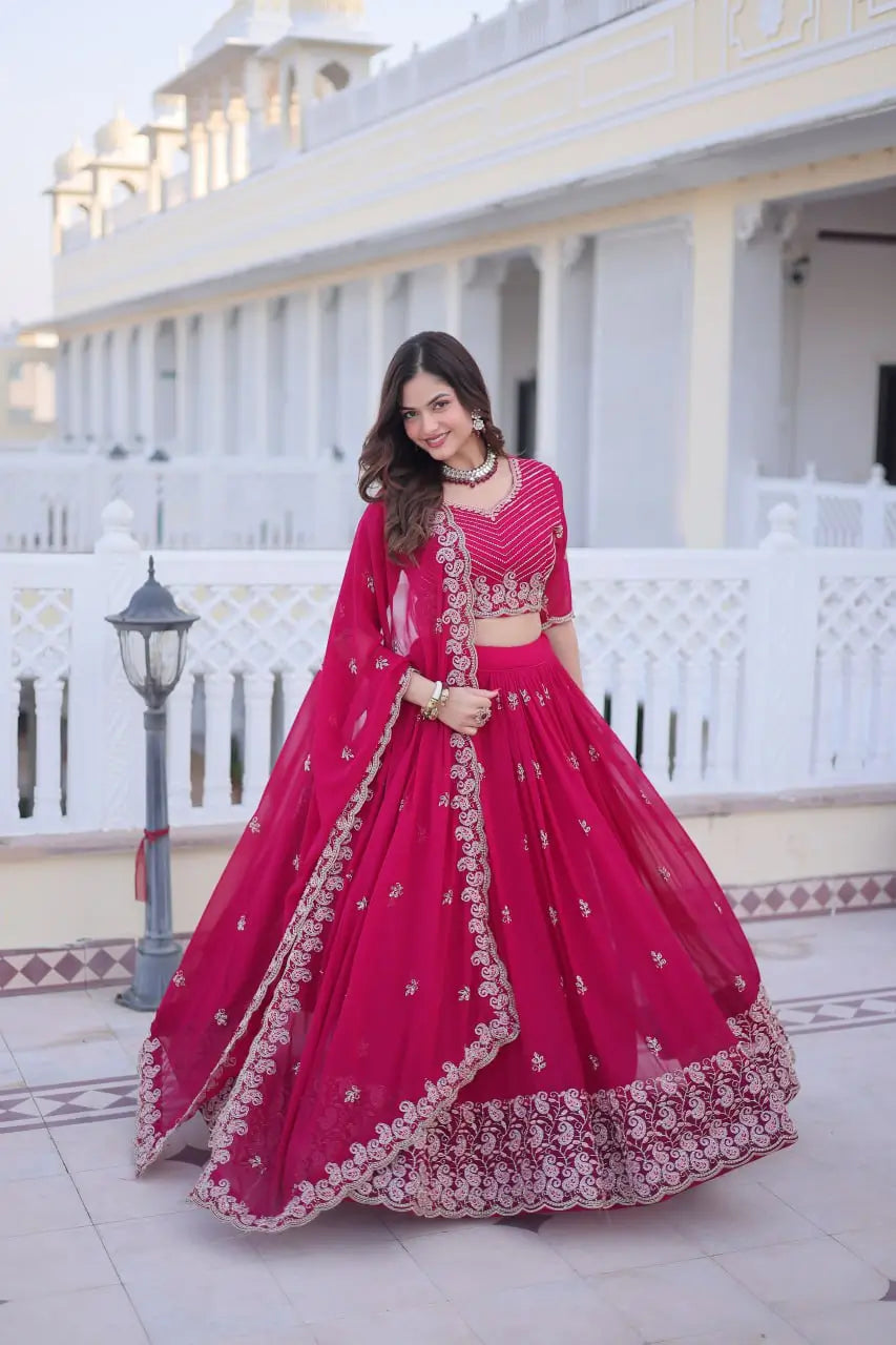 Embroidered Georgette Lehenga Choli Set