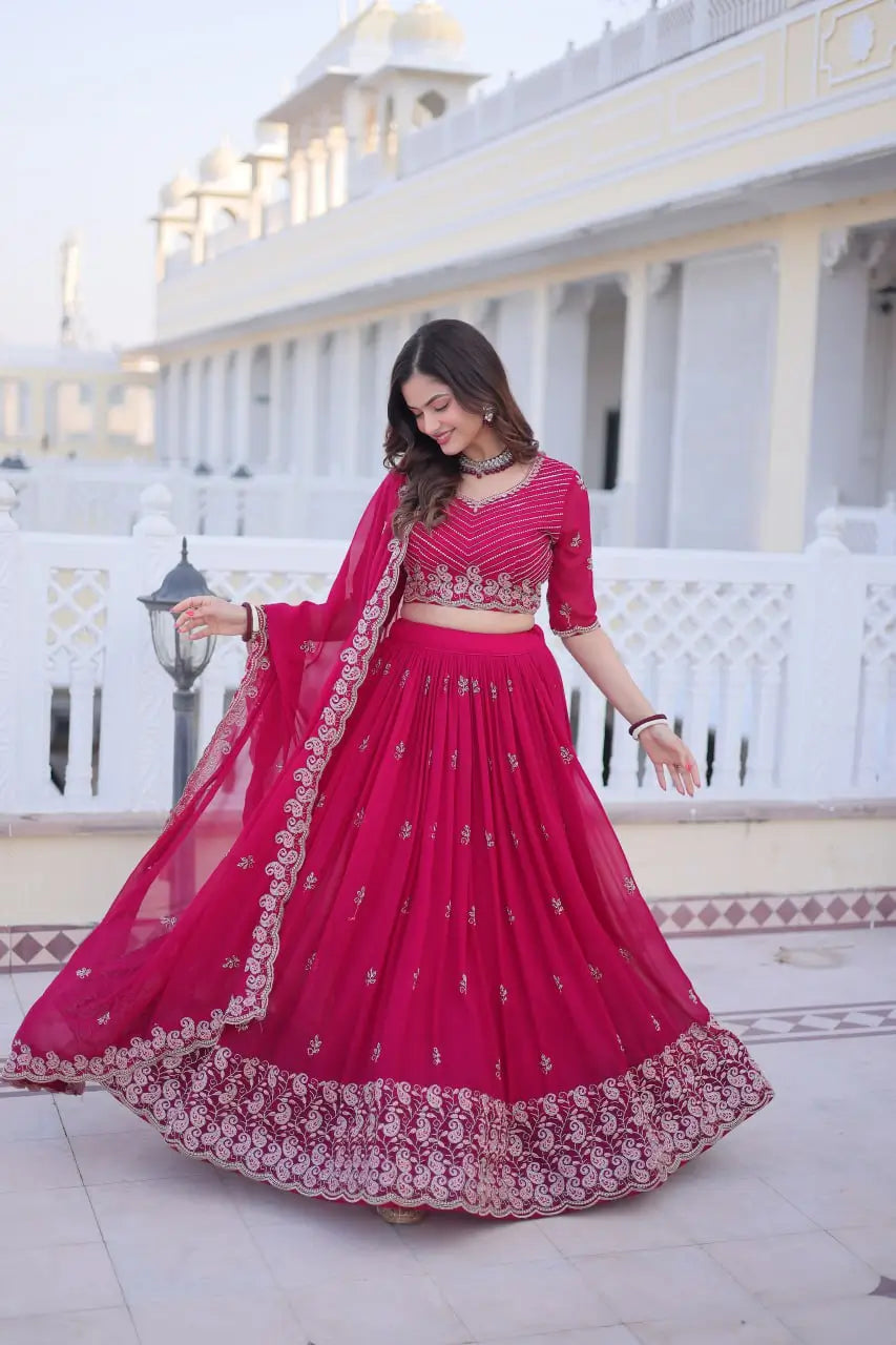 Embroidered Georgette Lehenga Choli Set