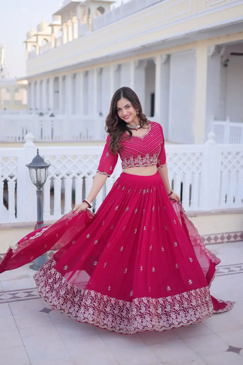 Embroidered Georgette Lehenga Choli Set