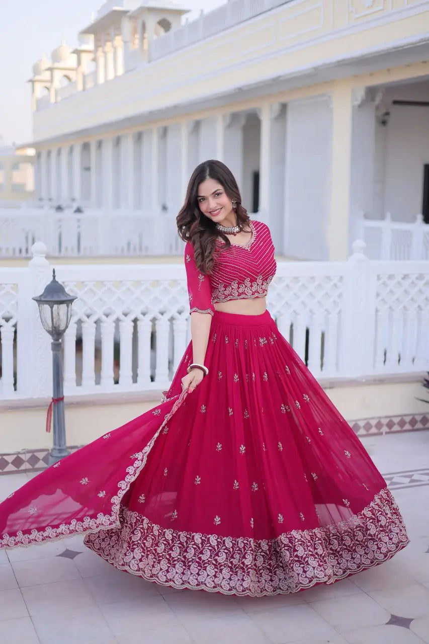 Embroidered Georgette Lehenga Choli Set