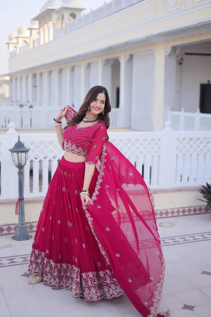 Embroidered Georgette Lehenga Choli Set