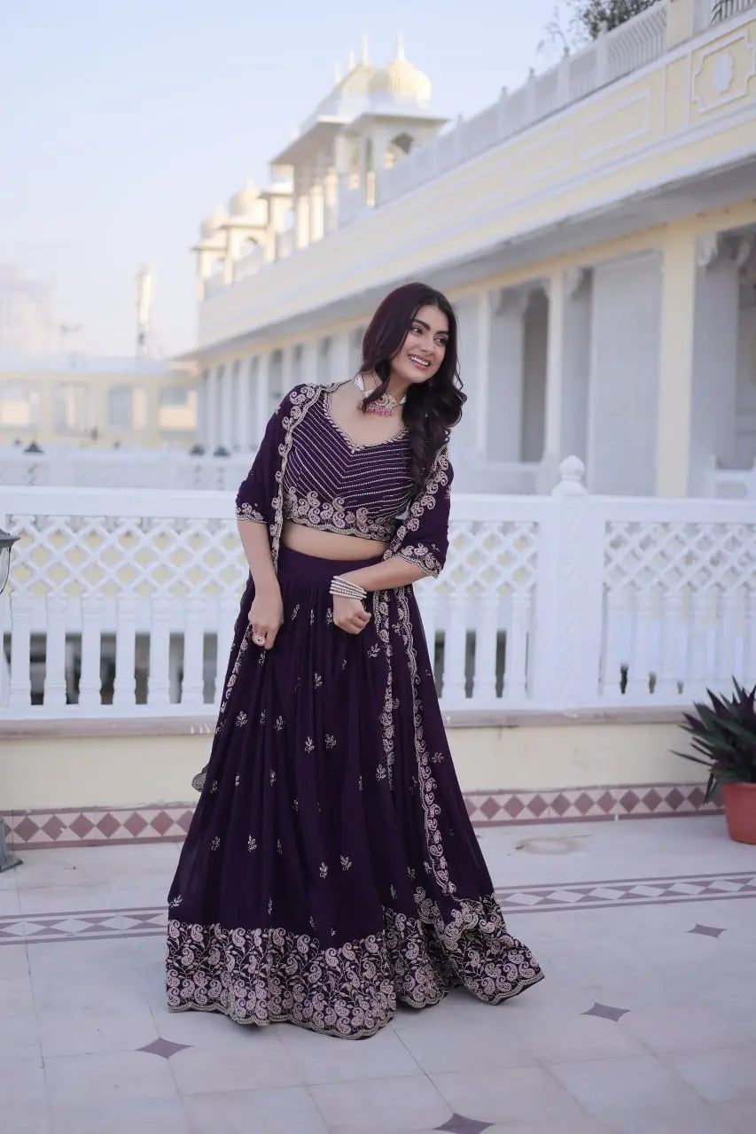 Embroidered Georgette Lehenga Choli Set