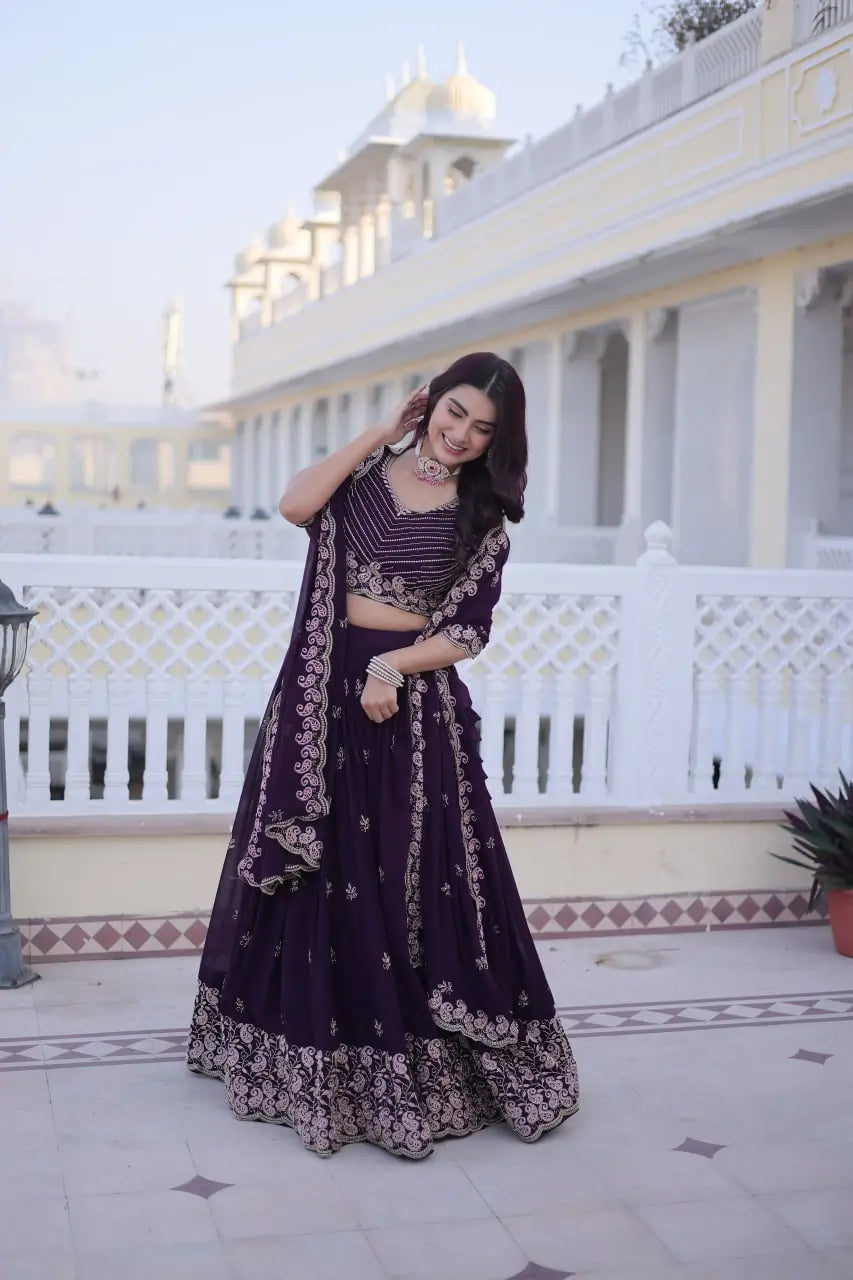 Embroidered Georgette Lehenga Choli Set