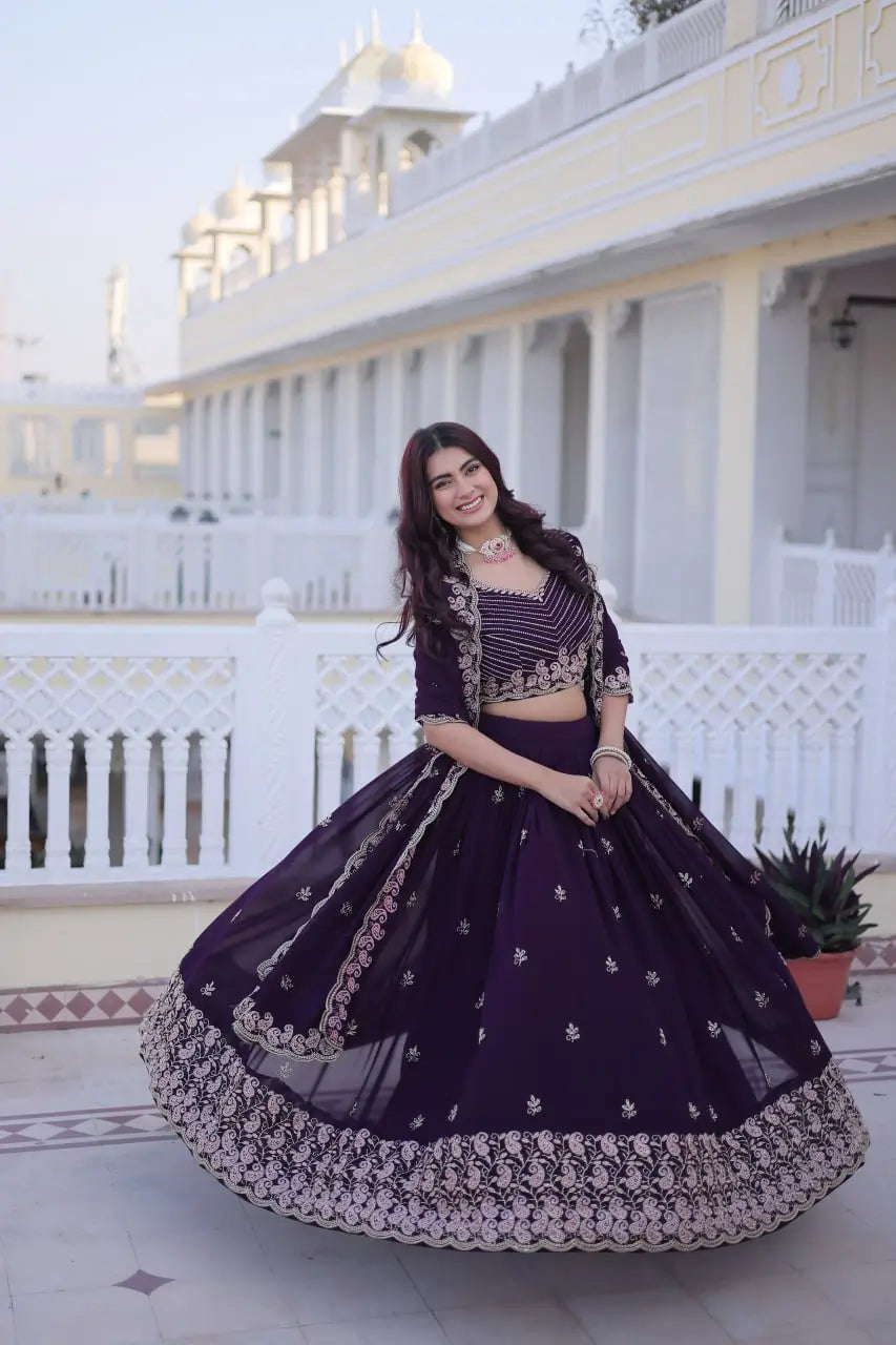 Embroidered Georgette Lehenga Choli Set