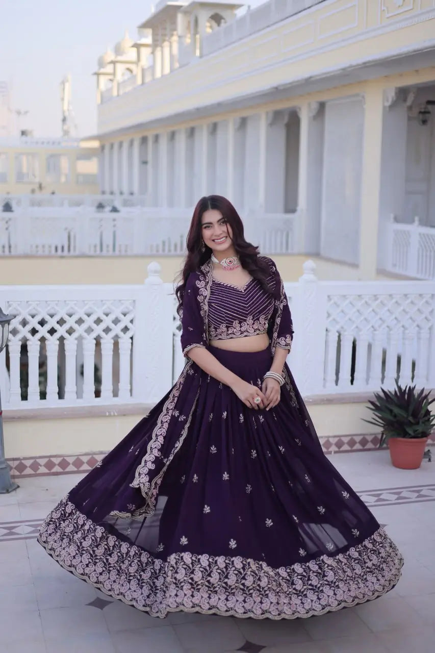 Embroidered Georgette Lehenga Choli Set