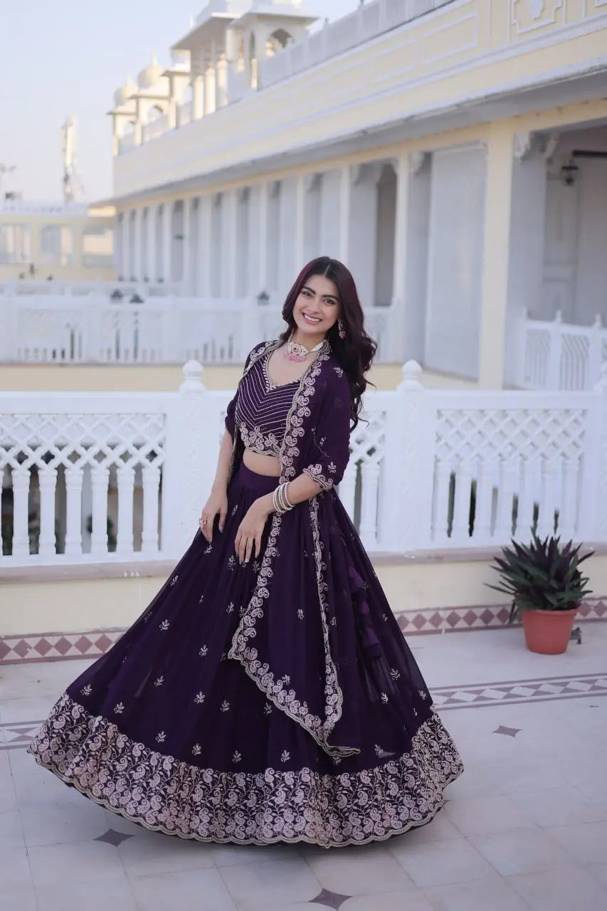 Embroidered Georgette Lehenga Choli Set