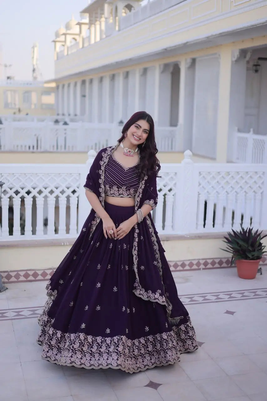 Embroidered Georgette Lehenga Choli Set
