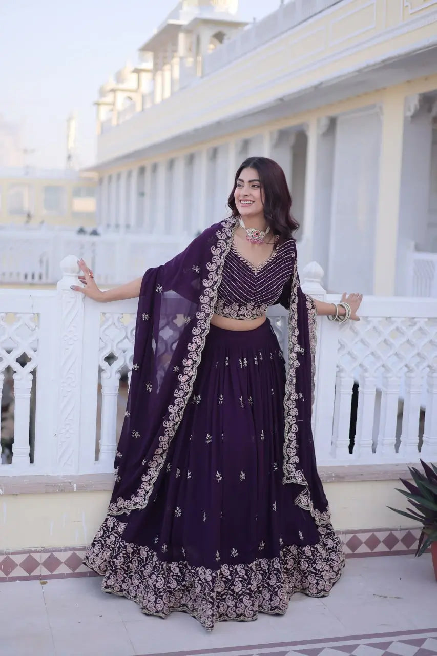 Embroidered Georgette Lehenga Choli Set