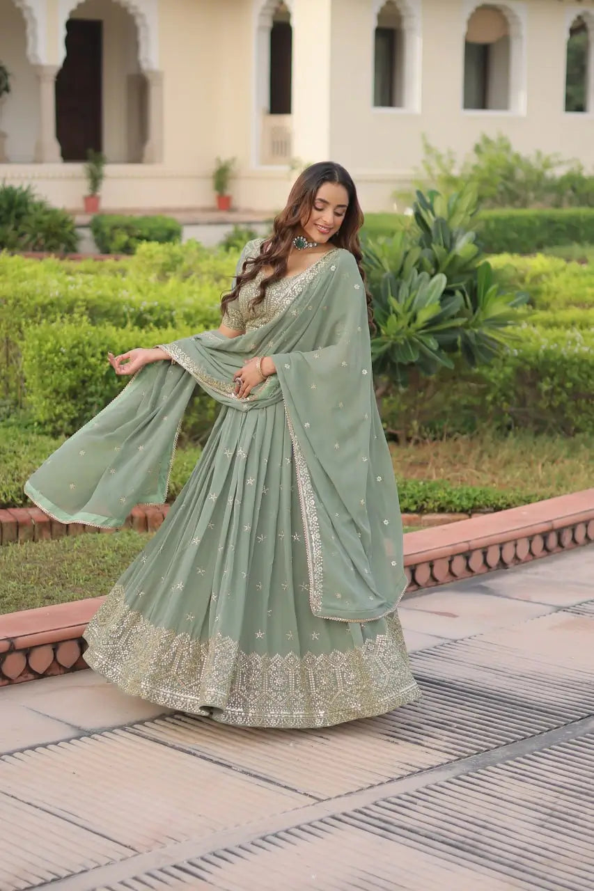 Embroidered Georgette Lehenga Choli Set