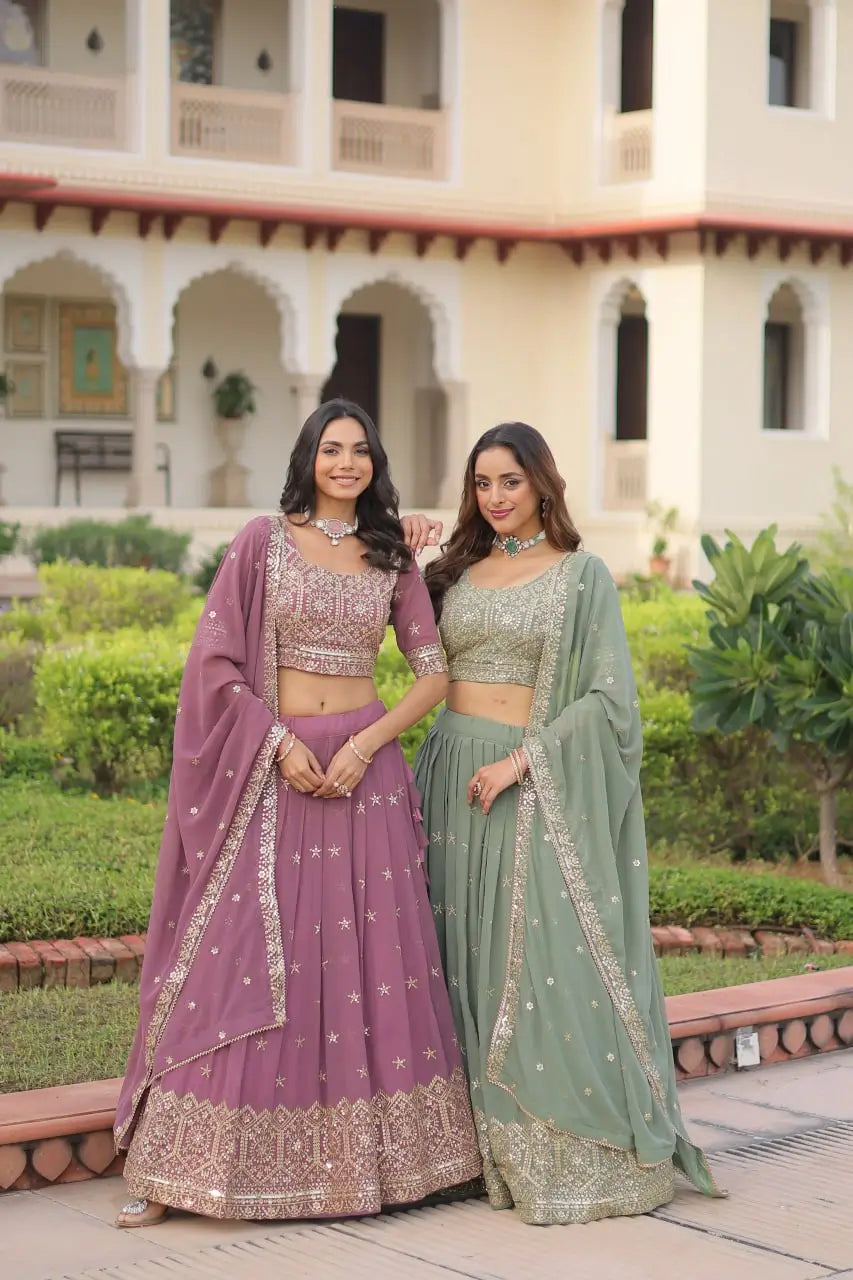 Embroidered Georgette Lehenga Choli Set