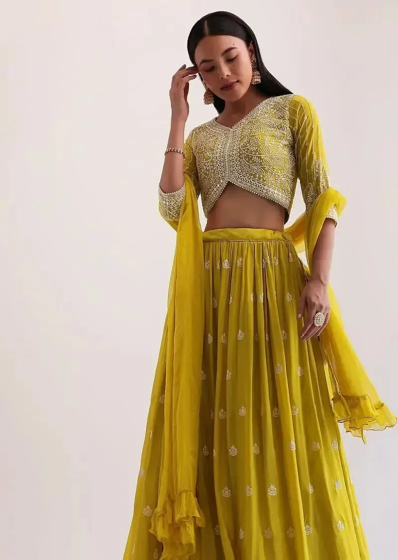 Embroidered Georgette Lehenga Choli Set