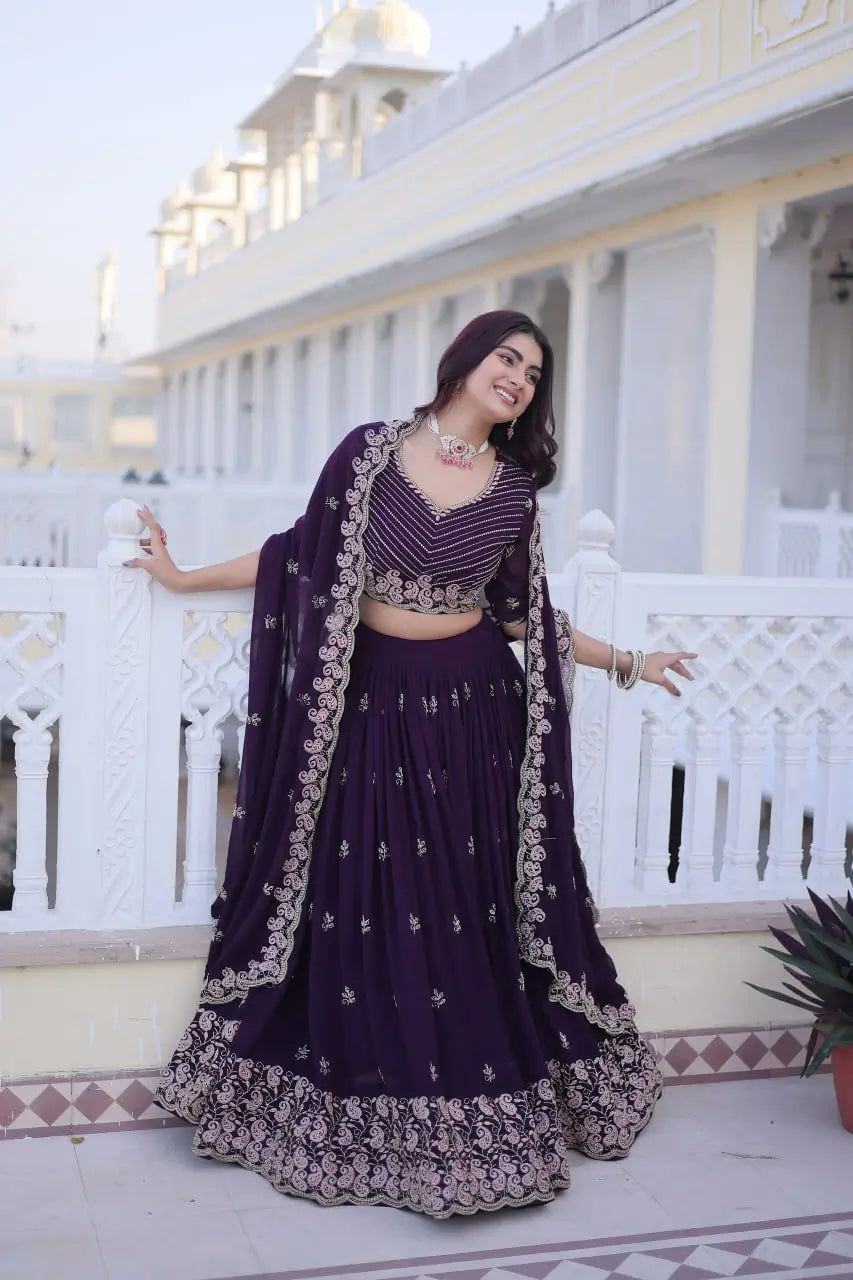 Embroidered Georgette Lehenga Choli Set