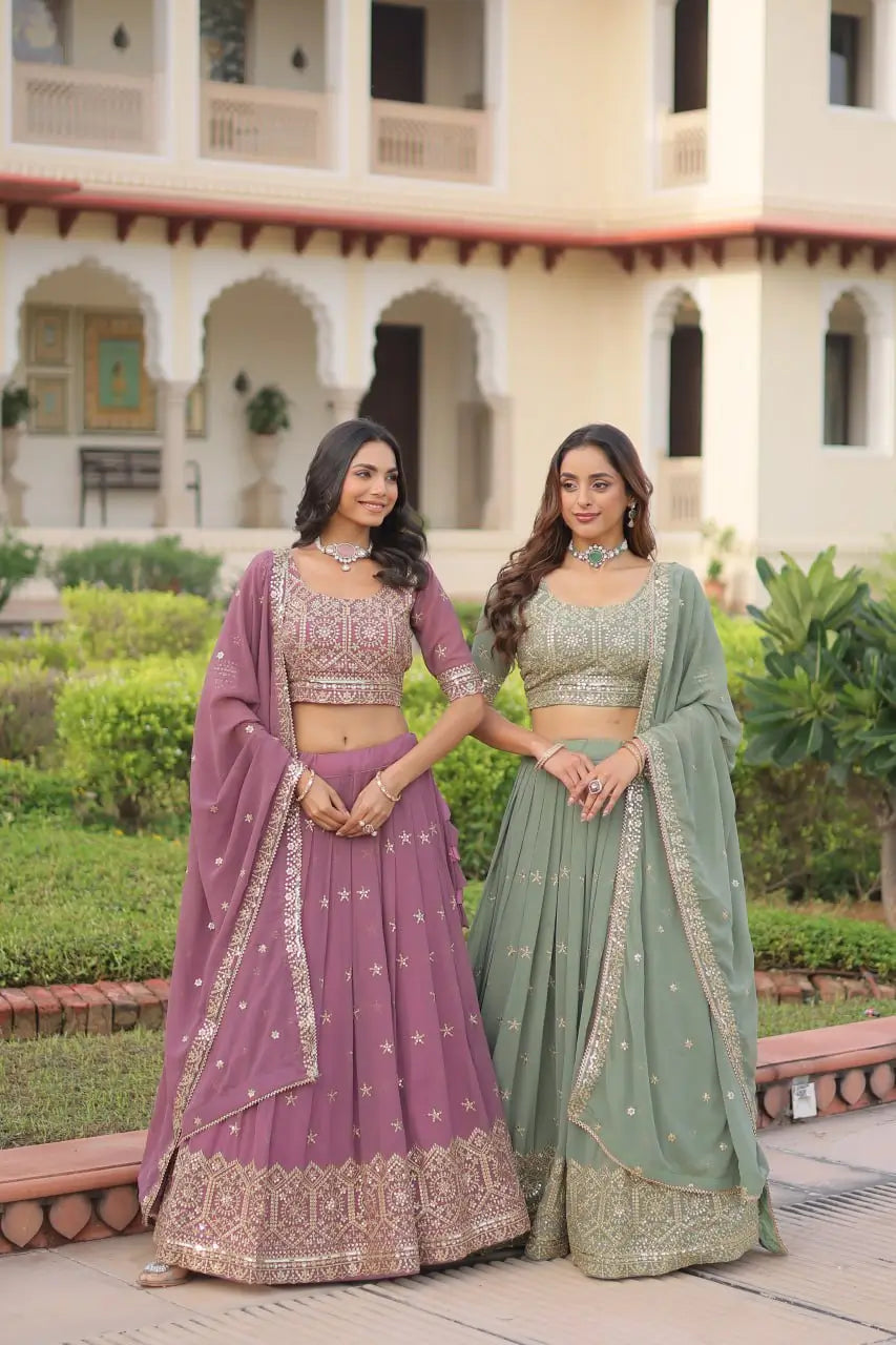 Embroidered Georgette Lehenga Choli Set