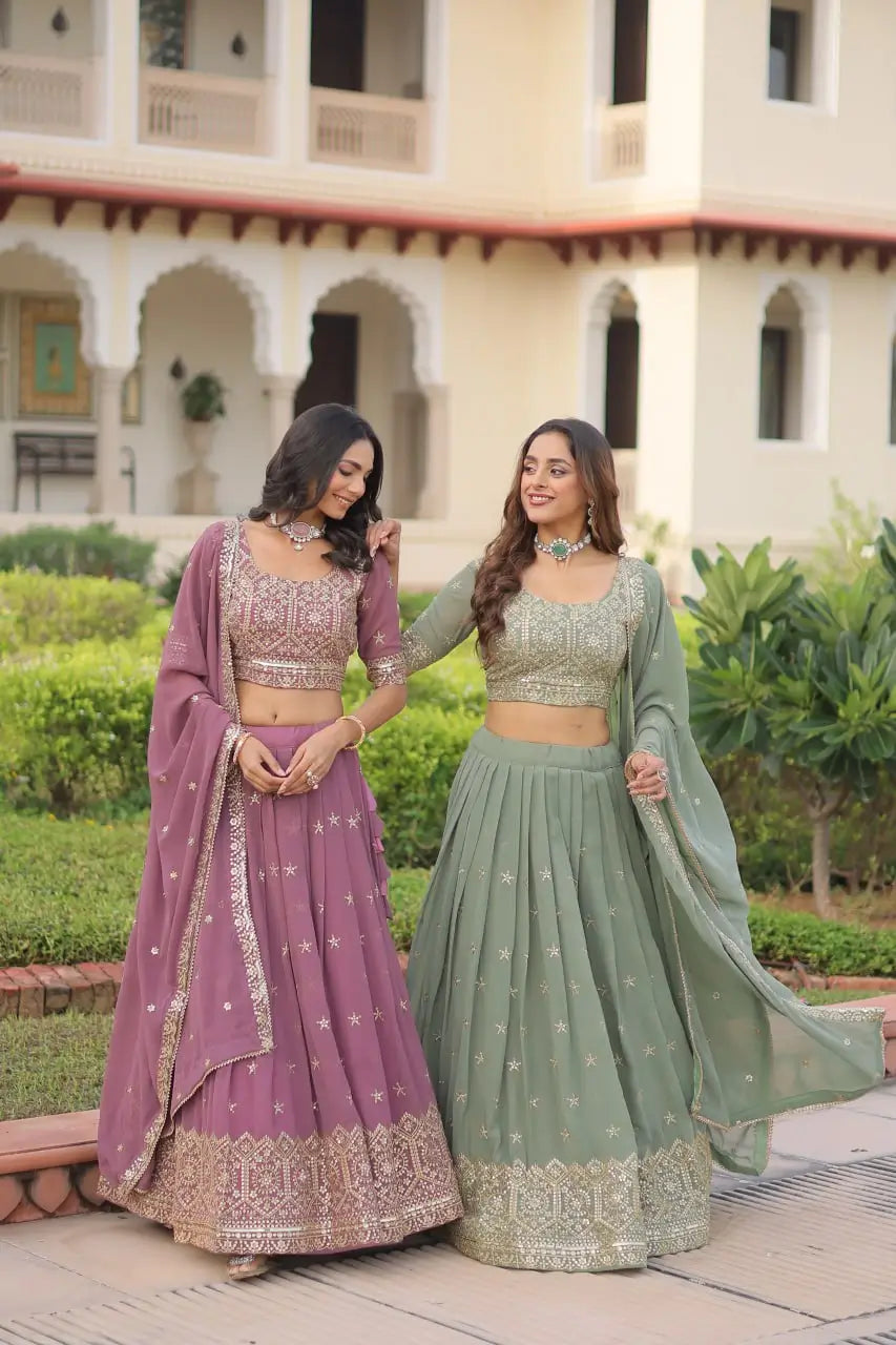 Embroidered Georgette Lehenga Choli Set