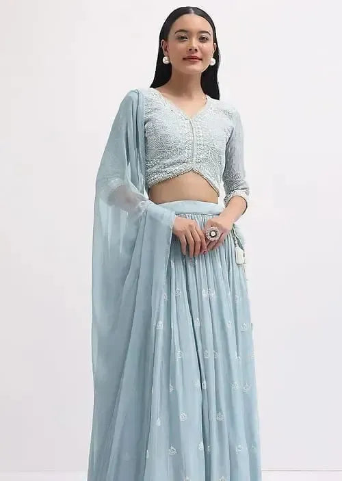 Embroidered Georgette Lehenga Choli Set