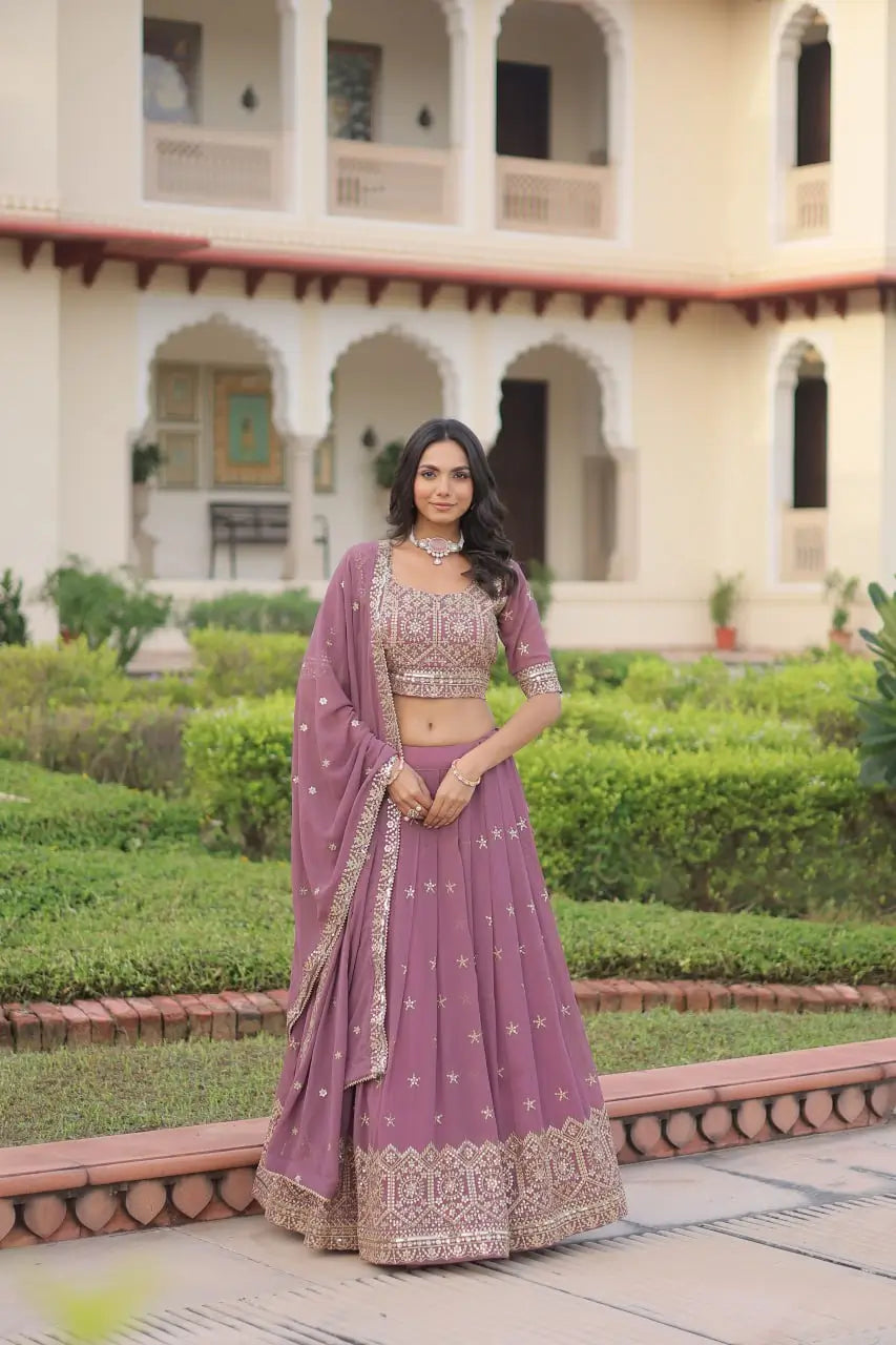 Embroidered Georgette Lehenga Choli Set