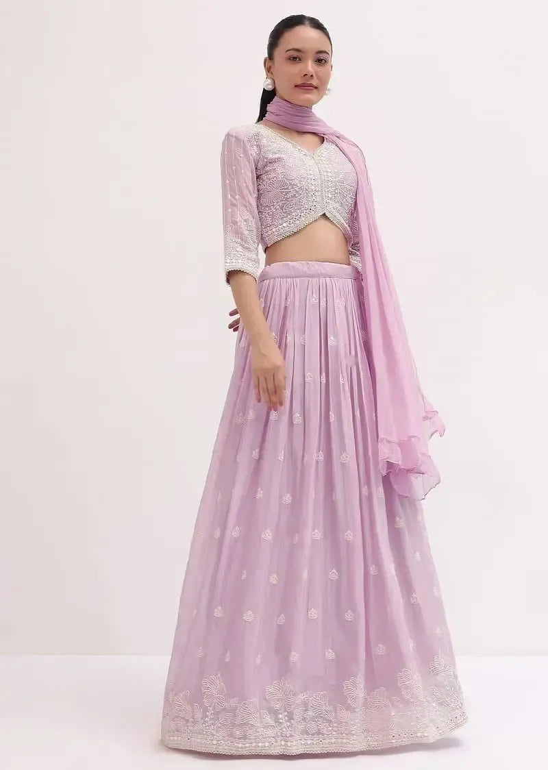 Embroidered Georgette Lehenga Choli Set