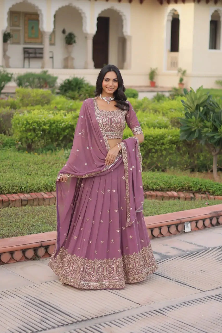 Embroidered Georgette Lehenga Choli Set