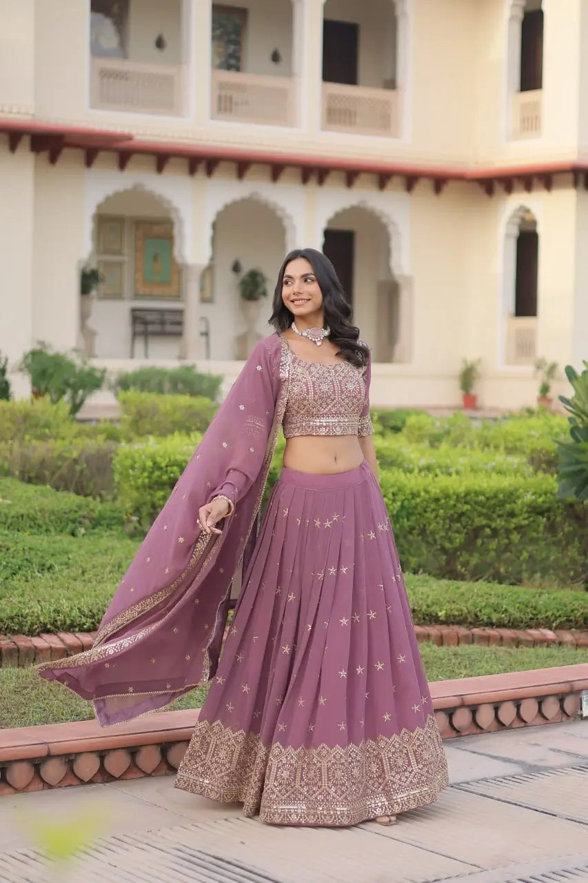 Embroidered Georgette Lehenga Choli Set