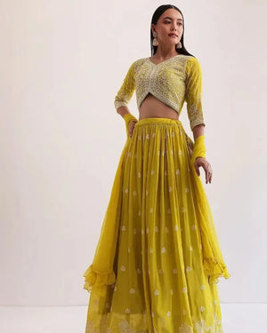Embroidered Georgette Lehenga Choli Set