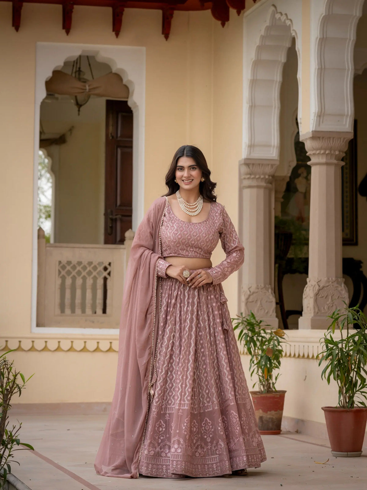 Embroidered Georgette Lehenga Choli for Wedding and Festive Occasions