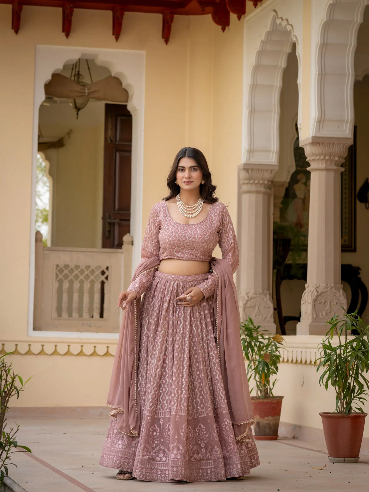 Embroidered Georgette Lehenga Choli for Wedding and Festive Occasions