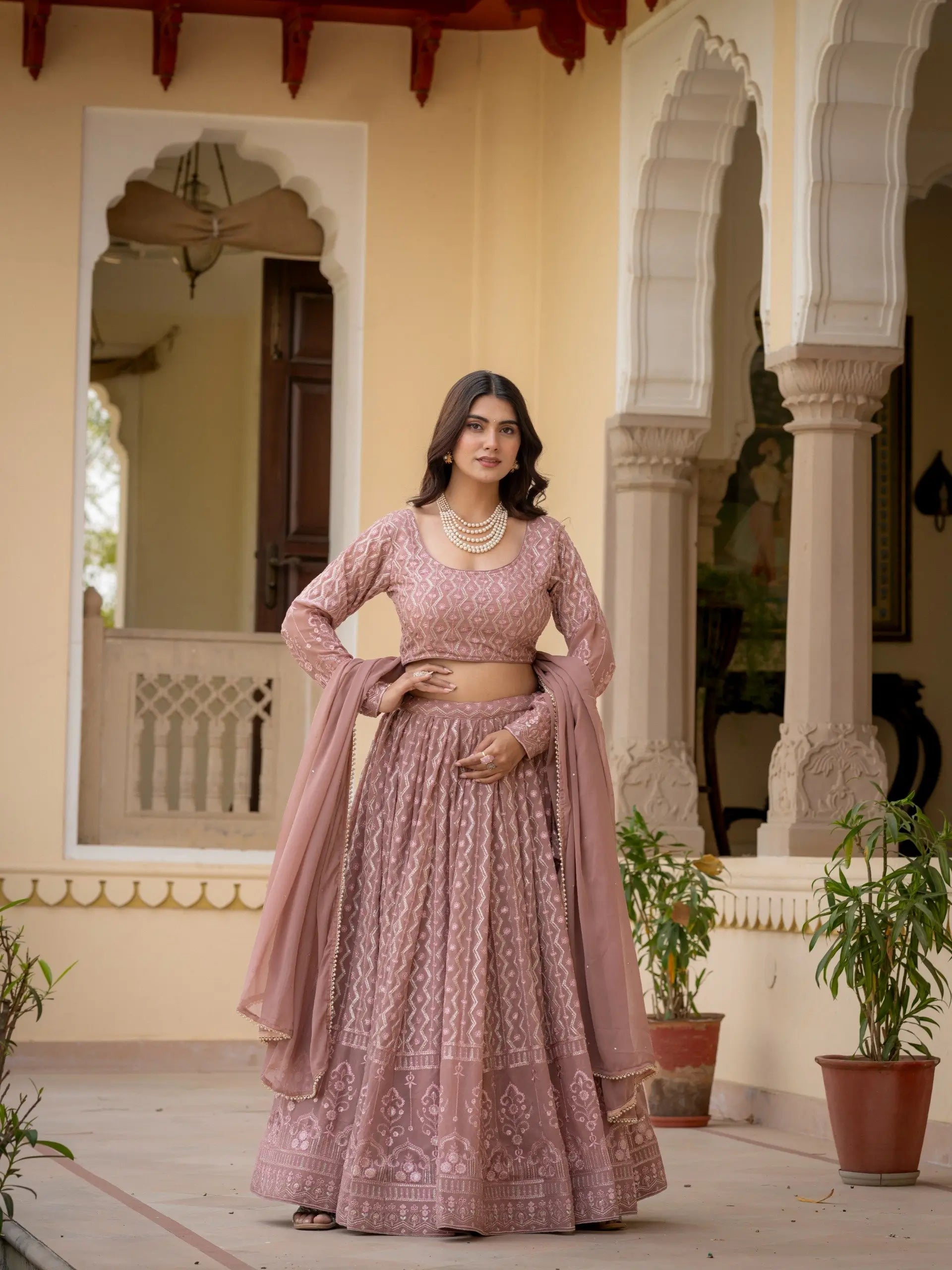 Embroidered Georgette Lehenga Choli for Wedding and Festive Occasions
