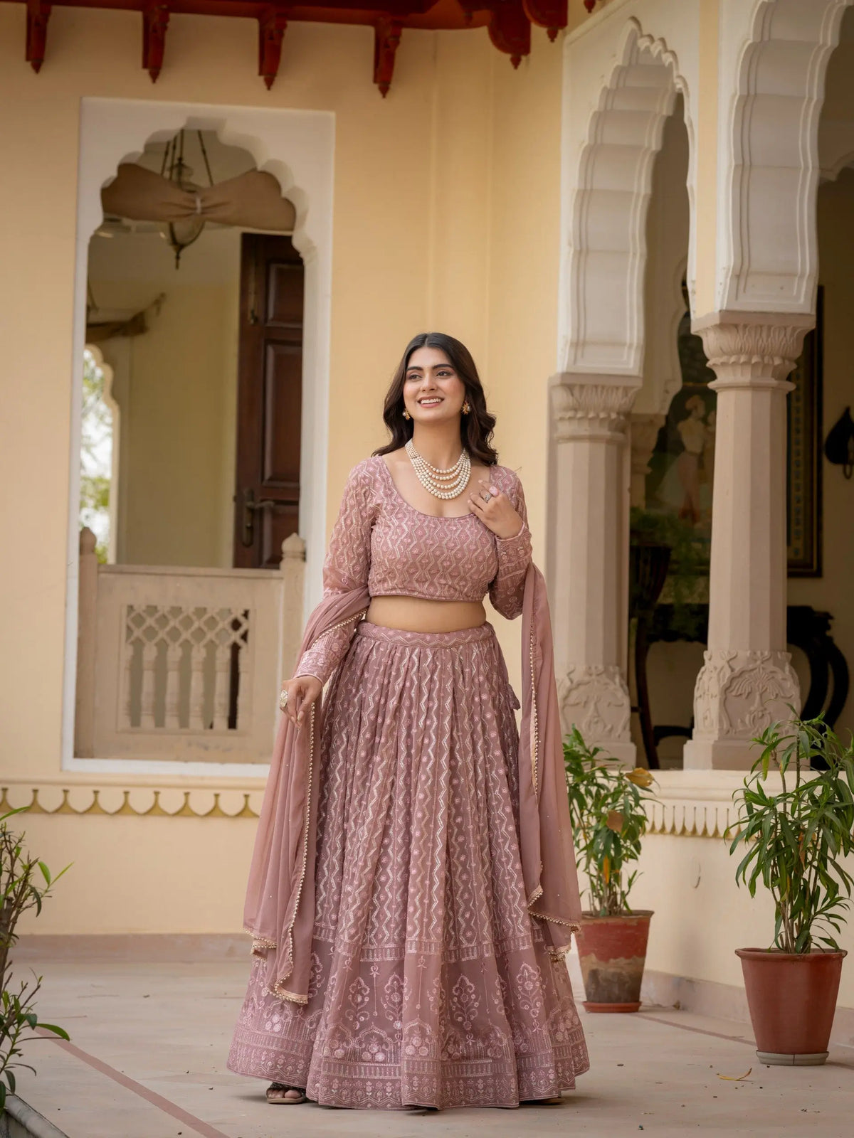 Embroidered Georgette Lehenga Choli for Wedding and Festive Occasions