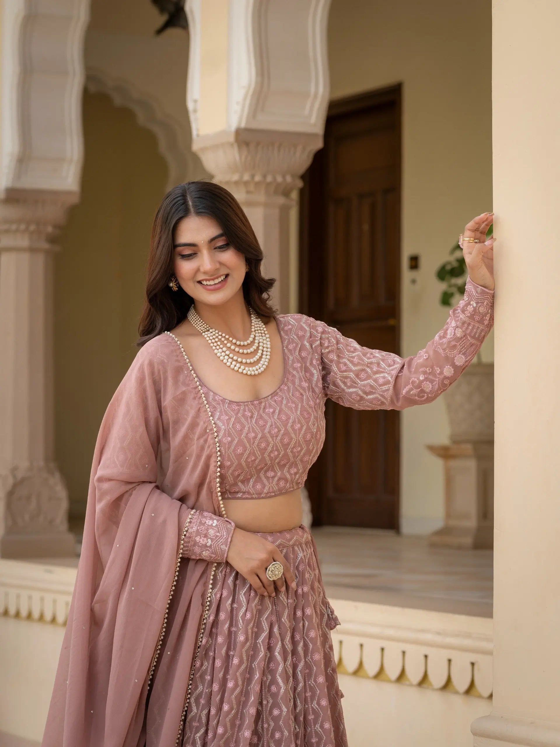 Embroidered Georgette Lehenga Choli for Wedding and Festive Occasions