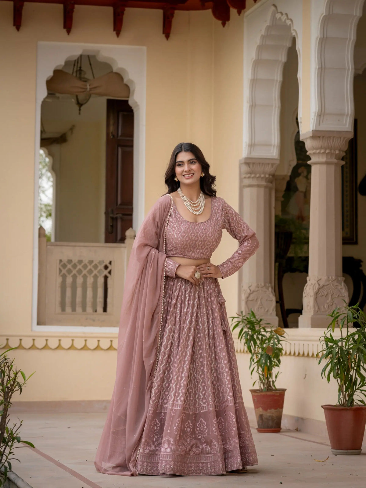Embroidered Georgette Lehenga Choli for Wedding and Festive Occasions