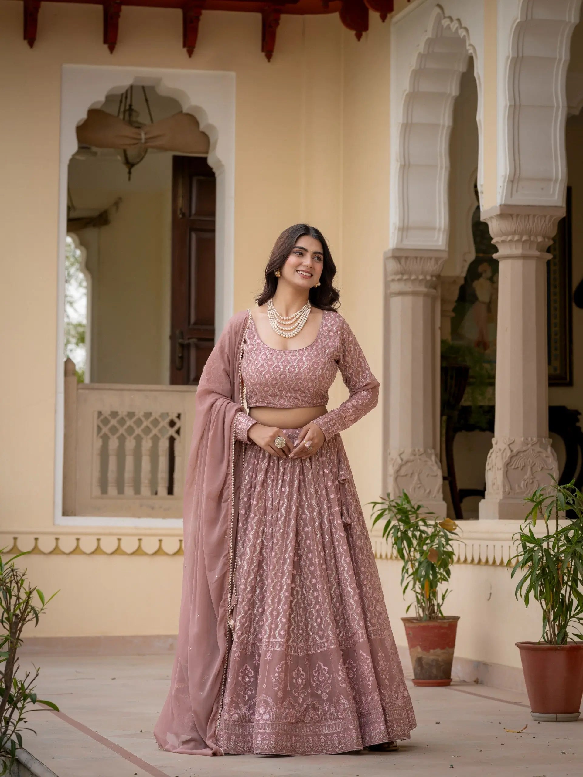 Embroidered Georgette Lehenga Choli for Wedding and Festive Occasions